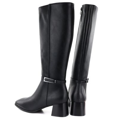 9. Schwarze Sergio Leone KZ-31-S Damen-Lederstiefel mit hohem Absatz