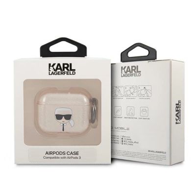 3. Karl Lagerfeld Glitzer Karl's Head Case für AirPods 3 – Gold