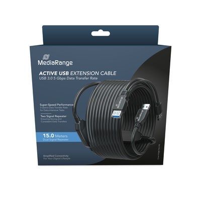 2. MediaRange MRCS244 USB-Kabel USB 3.2 Gen 1 (3.1 Gen 1) 15 m 2 x USB A USB A 5 Gbit/s Schwarz