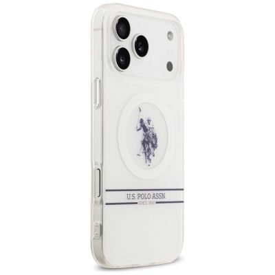 4. US Polo DH und Bottom Stripe Logo MagSafe Hülle für iPhone 17 Pro Max - Weiß