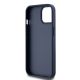 7. DKNY Lederhülle mit Monostreifen und Metalllogo für iPhone 15 / 14 / 13 – Blau