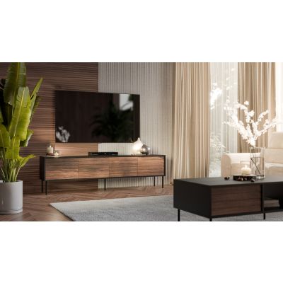 3. 4D CORTINA TV-Schrank 200x40x55 schwarz/walnuss
