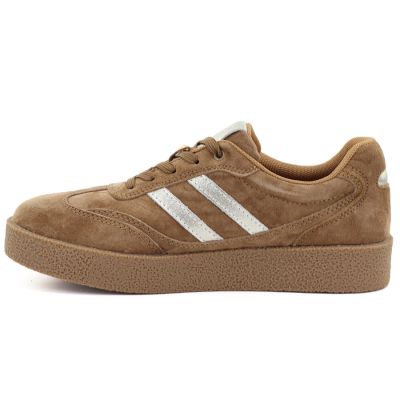 4. Damen-Sneaker aus Leder mit Plateausohle in Kamelbraun, Modell S.Barski LR62-7107