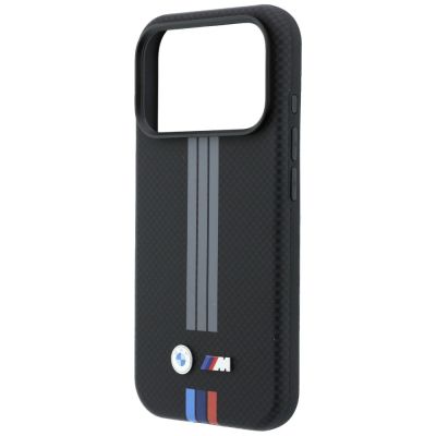 6. BMW M Quadrille Kevlar Anthrazit & Tricolor Print Lines MagSafe Hülle für iPhone 18 Pro Max / 17 Pro Max - Schwarz