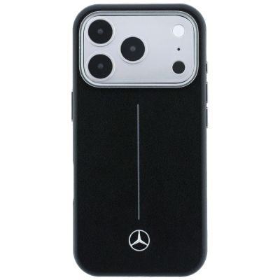 3. Mercedes Leder-Halbhülle mit ikonischer Linie und MagSafe-Design für iPhone 17 Pro Max – Schwarz