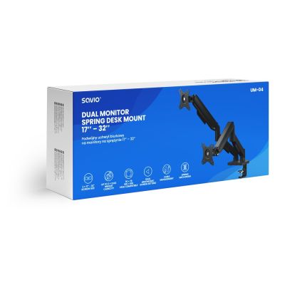 5. SAVIO Doppel-Tischhalterung für Monitore 17"-32", 2 x 2-9 kg, Federung UM-04