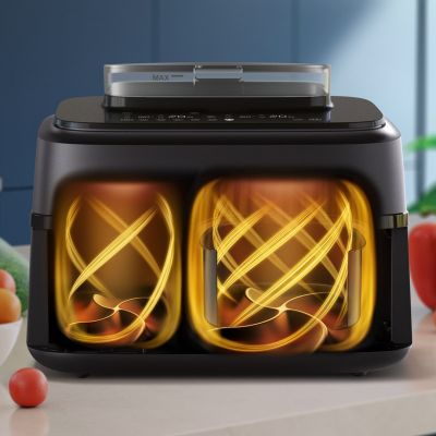 4. Philips Fritteuse der Serie 5000 NA551/00, Doppelfritteuse, 9 l, autonom, 2750 W, Heißluftfritteuse, Schwarz/Silber