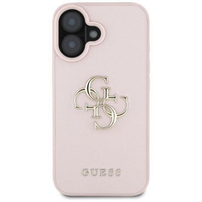 3. Guess Grained Big 4G Logo Small Classic Logo Hülle für iPhone 16 - Pink