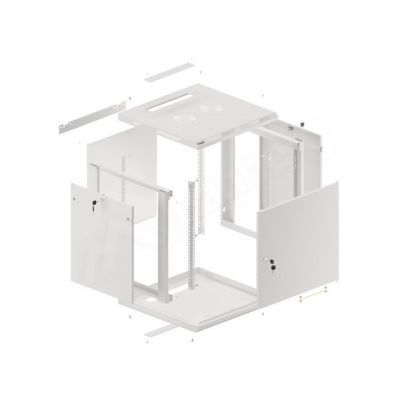 21. Wandmontierter Einbauschrank, 19" 12U 600x600, Grau, Metalltüren (zerlegt)