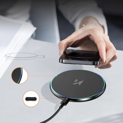 8. Wozinsky WLI-01Y 15W Qi Induktives Ladegerät mit USB-C Kabel - Schwarz