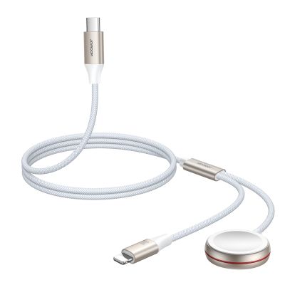 6. Joyroom 2-in-1- Lightning -Kabel und induktives Ladegerät für Apple Watch 1,5 m weiß (S-IW012)