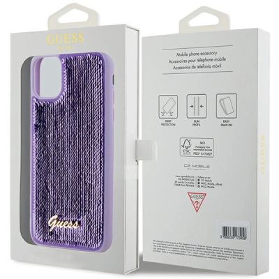 8. Guess Pailletten Script Metallhülle für iPhone 11 / Xr – Lila