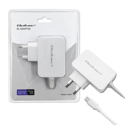 4. QOLTEC Netzteil 65 W | 5–20,3 V | 2–3,25 A | USB Typ C | PD | Weiß