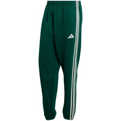 2. adidas Essentials 3-Streifen Fleecehose für Herren, schmal zulaufende Bündchen, Grün, KY4129