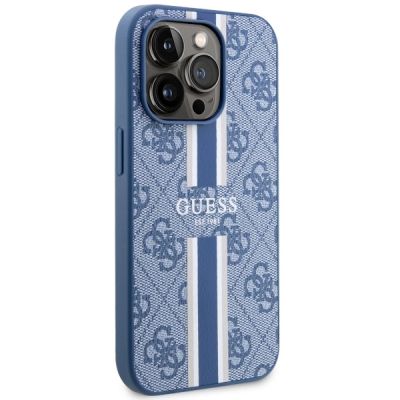 4. Guess GUHMP14LP4RPSB iPhone 14 Pro 6,1" blau/blaues Hardcase 4G bedruckte Streifen MagSafe