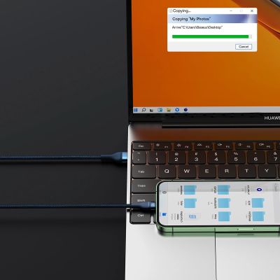 10. Baseus Flash Series II 3-in-1 Schnellladekabel USB-A auf USB-C / Micro-USB / Lightning 66 W 480 Mbit/s 1,2 m Blau