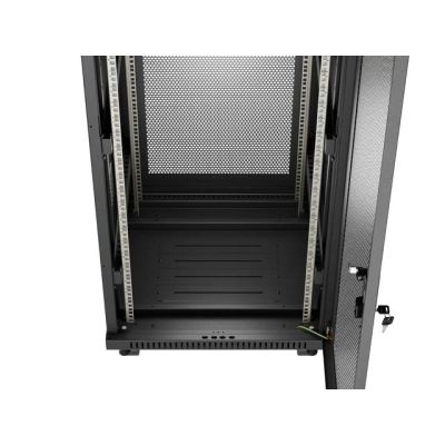 7. LANBERG Bodenschrank 19" 24U 600x600 Schwarz, perforierte Tür, LCD (flach verpackt) V2