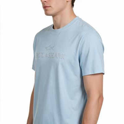 4. Paul&Shark Herren-T-Shirt aus Baumwolle und Lyocell, Hellblau, 26411007-394 – Eleganter Komfort