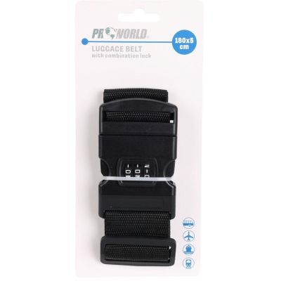 6. Universeller Sicherheitsgurt für Koffer 180 x 5 cm mit Proworld-Code, Schwarz
