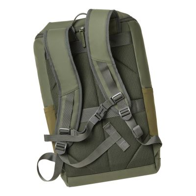 12. Rivacase Eden Rucksack Reiserucksack Olivgrünes gewachstes Leder (Pull-Up), Polyester, recyceltes Polyethylenterephthalat (rPET)