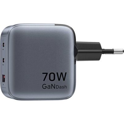 2. Vention 70W GaN PD Ladegerät, 1x USB-A, 2x USB-C, Schwarz