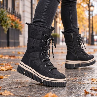 10. Wasserfeste Damen-Schneestiefel mit dicker Sohle, schwarz, Rieker Y6380-00