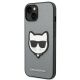 2. Karl Lagerfeld Saffiano Choupette Head Patch Hülle für iPhone 14 Plus - Silber