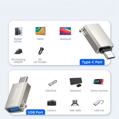 6. Joyroom S-H151 USB-C (männlich) / USB-A (weiblich) Adapter mit Lanyard-Öse – Silber