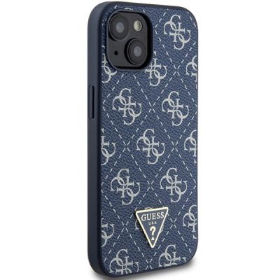 4. Guess 4G Triangle Metal Logo Hülle für iPhone 15 Plus / 14 Plus – Blau