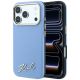 Karl Lagerfeld Saffiano MagSafe Hülle mit kleinem Schriftzug und Metalllogo für iPhone 17 Pro / 18 Pro – Hellblau