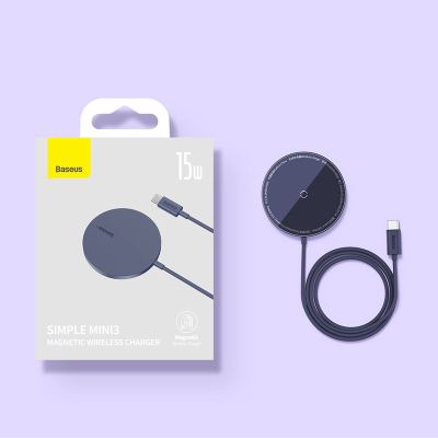 23. Baseus Simple Mini3 magnetisches Ladegerät MagSafe Qi 15W lila