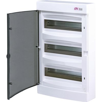 ECT36PT-S Kunststoff-Schalttafel NT 36M 3X 12M N+PE IP40 IK07 526X287X112 Rauchglastür Weiß DIDO
