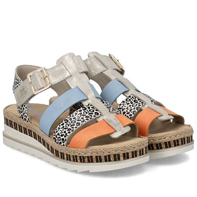 4. Rieker V7904-90 Damen-Keilsandalen aus Leder