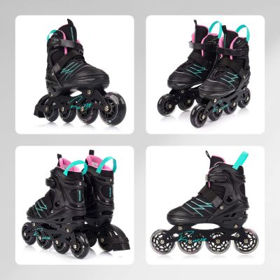 12. Meteor M 34-38 Buzzy Rollschuhe Schwarz/Rosa/Mint