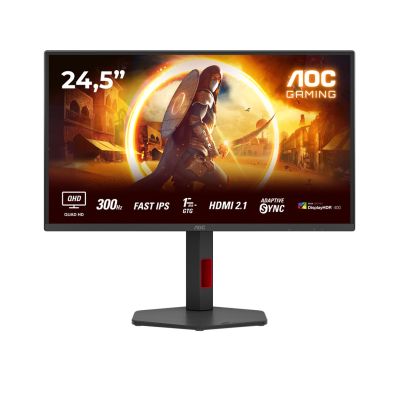 AOC Q25G4SR Monitor, 24,5 Zoll, IPS, QHD-Anschluss, 16:9, 300 Hz, 1 ms, 2560 x 1440 Pixel, 400 cd/m², 2 HDMI-Anschlüsse, Schwarz