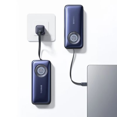 11. Baseus EnerCore CR11 20000mAh 100W Powerbank mit einziehbarem USB-C-Kabel – Schwarz