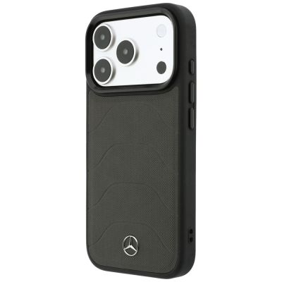 2. Mercedes Leder-Mesh-Hülle mit Bow Line MagSafe für iPhone 18 Pro / 17 Pro – Dunkelgrau