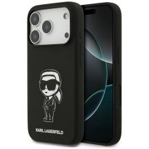 Karl Lagerfeld Silikonhülle mit Karl-Skizze und Logo (MagSafe) für iPhone 17 Pro – Schwarz
