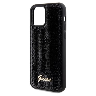 6. Guess Pailletten Script Metallhülle für iPhone 12/12 Pro – Schwarz