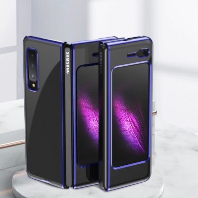 2. Plating Case hard case Electroplating frame Handyhülle Schutzhülle für Samsung Galaxy Fold blau