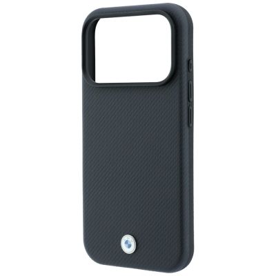 6. BMW Kevlar-Metall-Logo MagSafe Hülle für iPhone 18 Pro Max / 17 Pro Max – Dunkelgrau