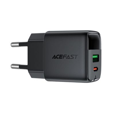 3. Acefast A116 GaN PD 35W USB-A USB-C Wandladegerät mit Display - Schwarz
