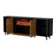 5. VOLARE Kommode 200x39x75 schwarz/walnuss + Kamin
