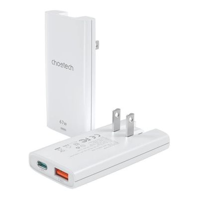 3. Choetech PD6011 65W GaN Ultra USB-C + USB-A Wandladegerät – Weiß