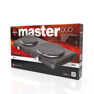 11. ELDOM Elektroherd mit zwei Kochstellen PG22, 2500 W, stufenlose Temperaturregelung, Plattendurchmesser 18,5 cm + 15,5 cm