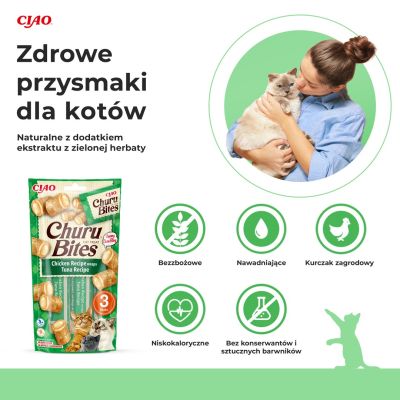 2. CHURU Bites Thunfisch- und Hühner-Leckerli für Katzen, 3 x 10 g