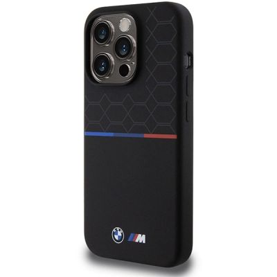 2. BMW M Silicone Pattern MagSafe Hülle für iPhone 15 Pro – Schwarz