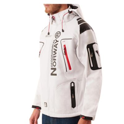 7. Geographical Norway Techno MEN 056 BS3 Herren Sportjacke, schnelltrocknend, mit Kapuze, weiß (WU1060H/GN)