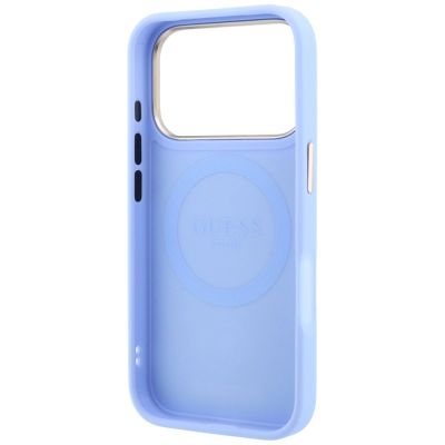 7. Guess Peony 4G MagSafe Hülle mit kleinem Logo für iPhone 18 Pro Max / 17 Pro Max – Hellblau