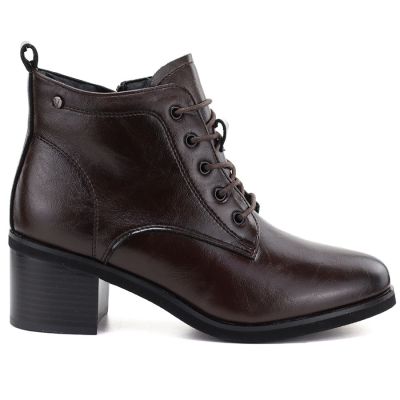 2. Damen-Ankle-Boots aus Leder mit Schnürung, Schokoladenbraun, Vinceza EN27-133107
